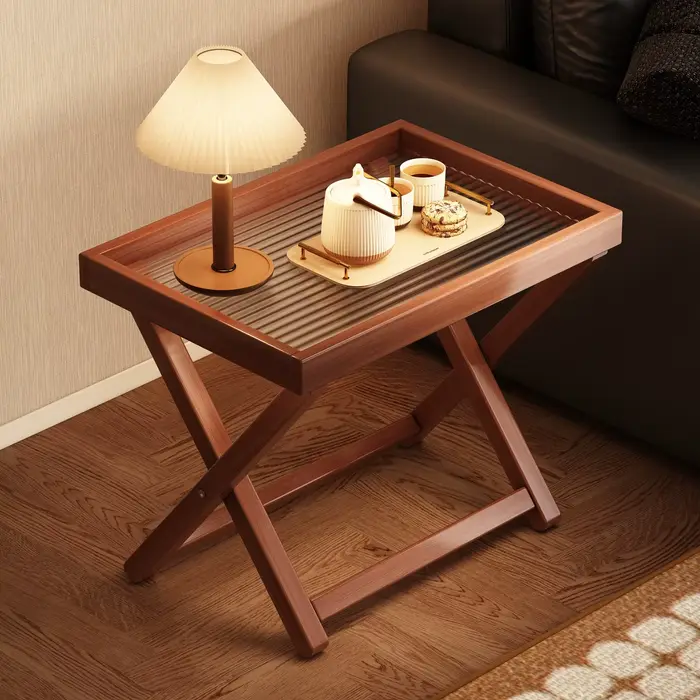 Table d'appoint pliable peu encombrante : Table d'angle et de canapé minimaliste avec étagère – Parf