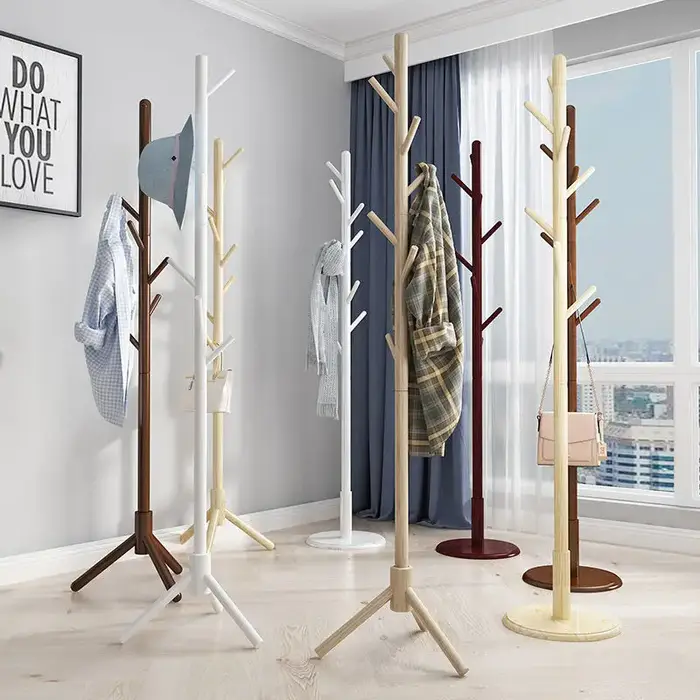 Porte-manteau Vertical en bois massif, meuble sur pied, cintre pour vêtements, garde-robe Simple, ch