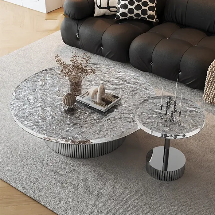 Table basse ronde minimaliste italienne en acrylique pour salon