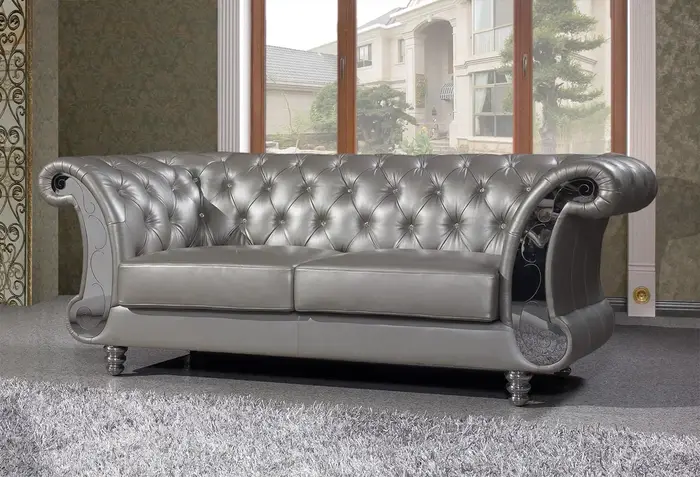 Canapé en cuir véritable Chesterfield, canapé nordique, lit bouffant, canapé sala beta, boutons en c