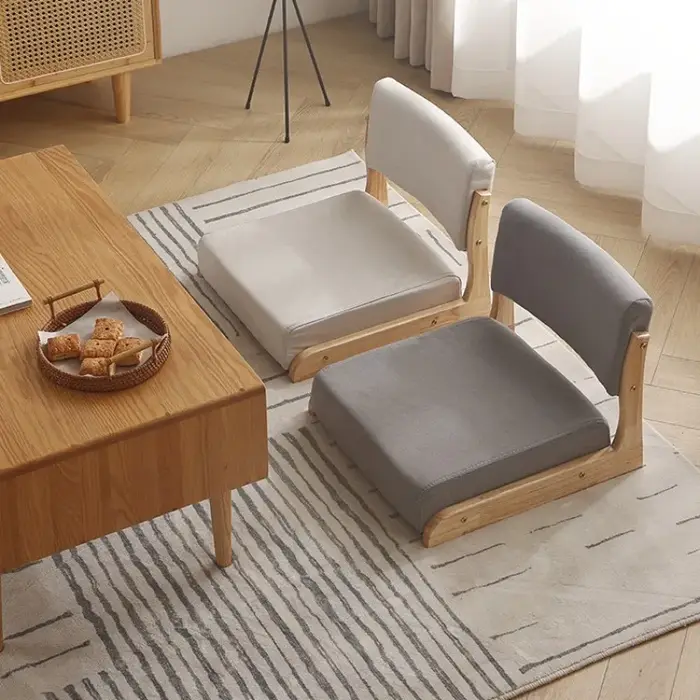 Fauteuil tatami, fauteuil bas de salon, chaise sans pieds en bois massif, chaise de salle à manger coréenne et chaise de salle à manger de style japonais
