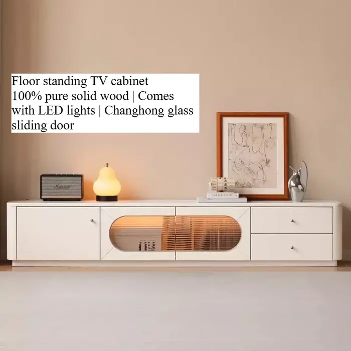 Meuble TV d'angle de luxe brillant de 50 pouces avec portes vitrées