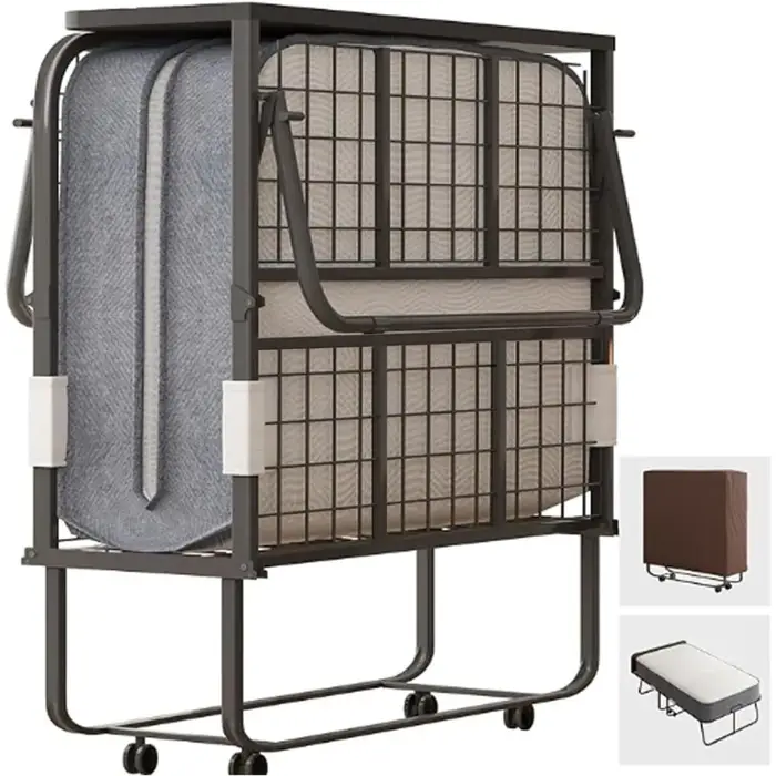 Lit pliant avec matelas, lit pliant 75 x 31 pour adultes, matelas en mousse de 5 pouces d'épaisseur,
