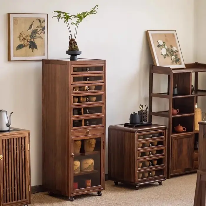 Tiroirs armoires de salon classiques affichage marron moderne rangement