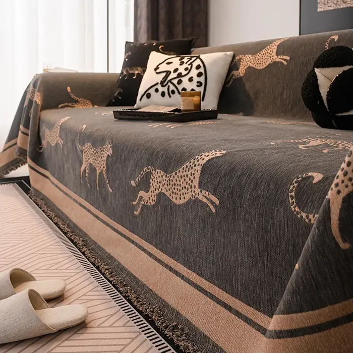 Léger luxe haut de gamme 2025 nouveau guépard canapé écharpe couverture tissu haut de gamme ensemble