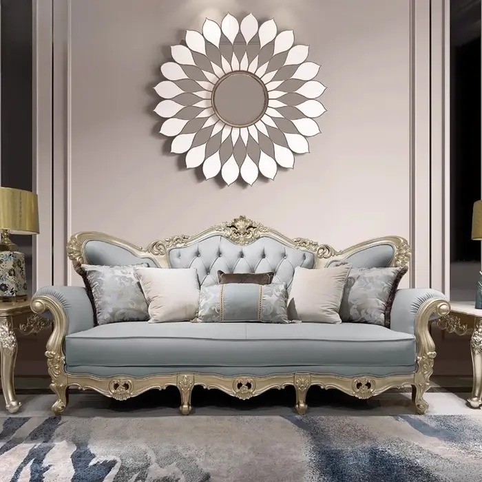 Canapé de salon de luxe européen en cuir véritable