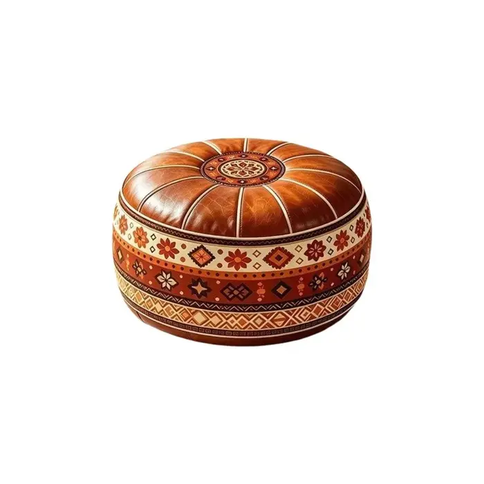 Housse de pouf de canapé style bohème, en cuir PU non rembourré, pouf de rangement imperméable à mot