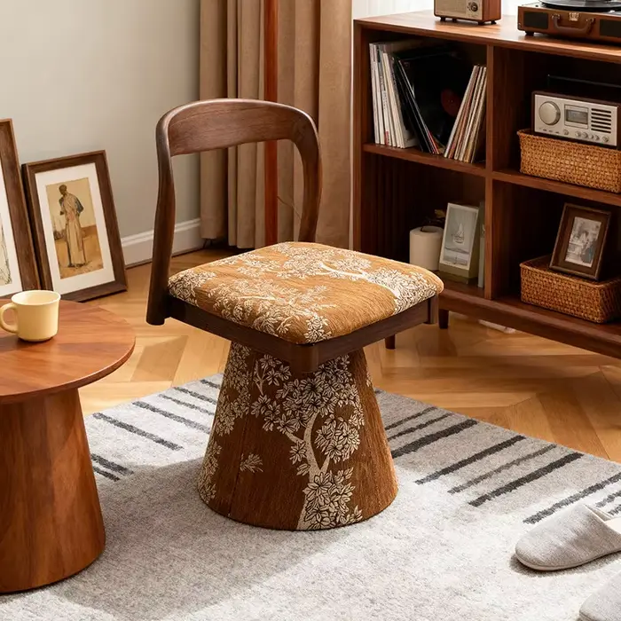 Fauteuil d'appoint moderne nordique à carreaux marron multifonctionnel pour chambre