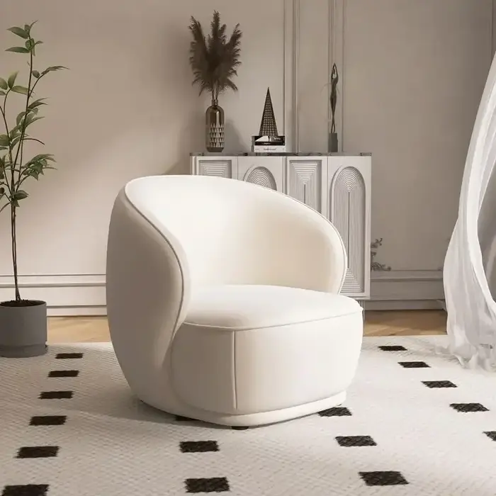 Canapé individuel de style crème luxe léger, petite taille, table et chaise pour salon de beauté, hô