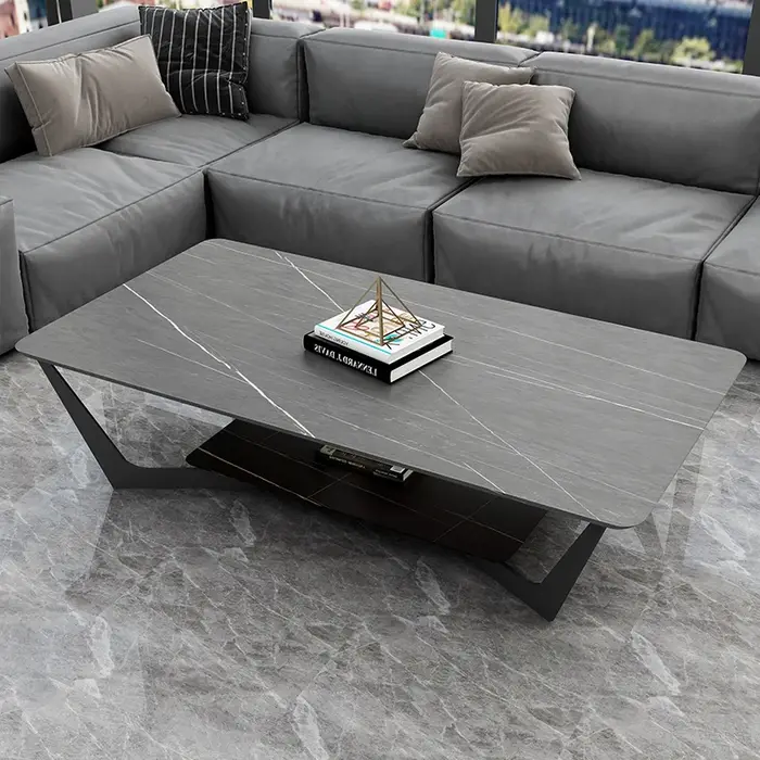 Table basse rectangulaire Cool avec rangement Glam Table basse minimaliste Unique Table neutre moder