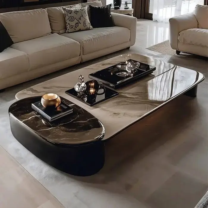 Ensemble de tables basses et d'appoint en pierre microcristalline