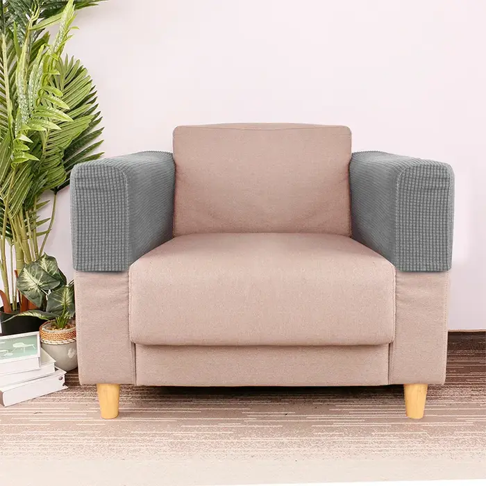 2 pièces/ensemble secouer polaire couleur unie élastique anti-poussière canapé accoudoir gant décoration