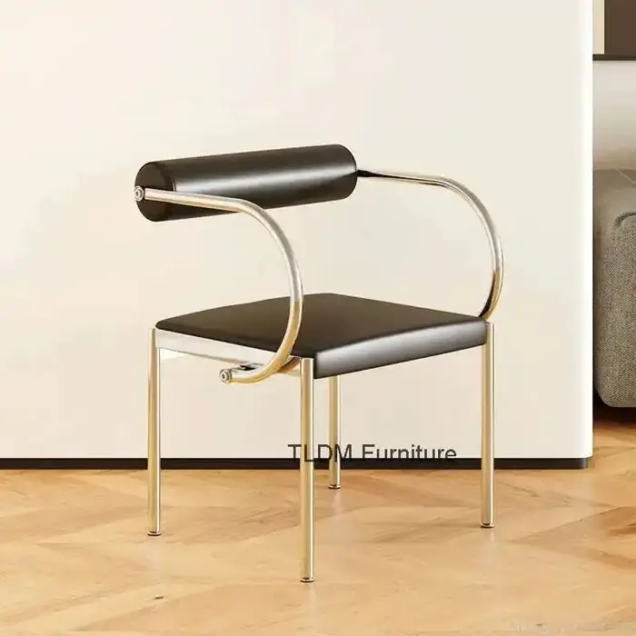 Chaise de salle à manger design style vintage en acier inoxydable, chaise de bureau, de chambre ou d