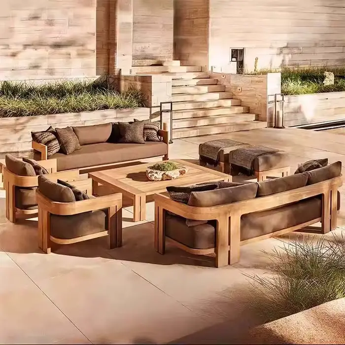 Villa cour teck canapé jardin extérieur bois massif terrasse extérieure hôtel loisirs meubles combinaison
