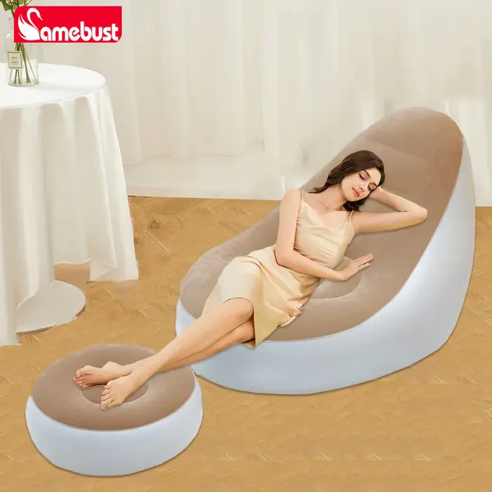 Canapé gonflable Camebust - Surface floquée, repose-pieds en PVC de haute qualité, gonflage rapide, 