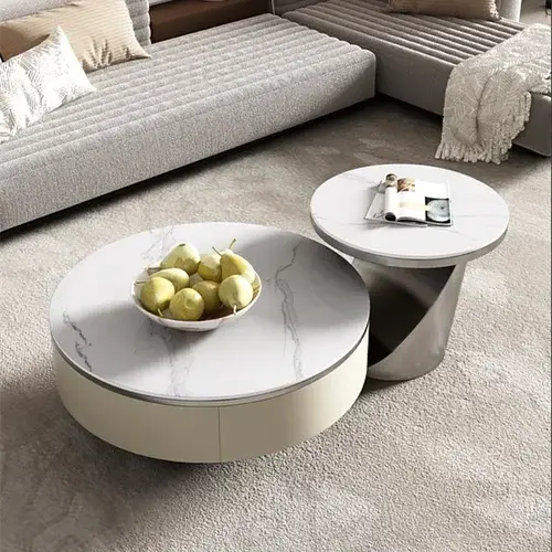 Tables basses rondes de luxe minimaliste marbre Tables basses nordiques à la mode salon Design Muebl