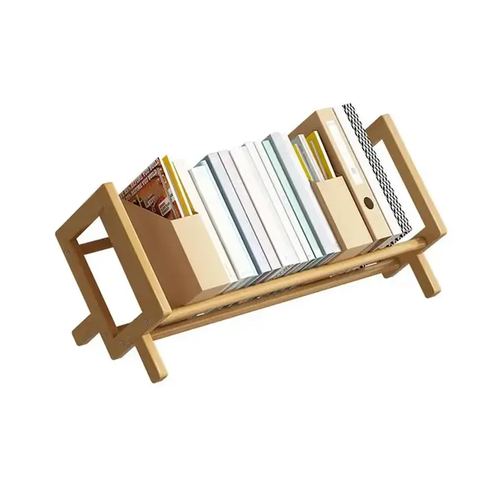 Présentoir de livres en bois sans bavure, en bambou, à assemblage rapide, étagère de bureau, gain de