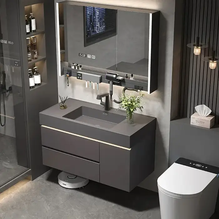 Étagères de rangement, armoire de salle de bain