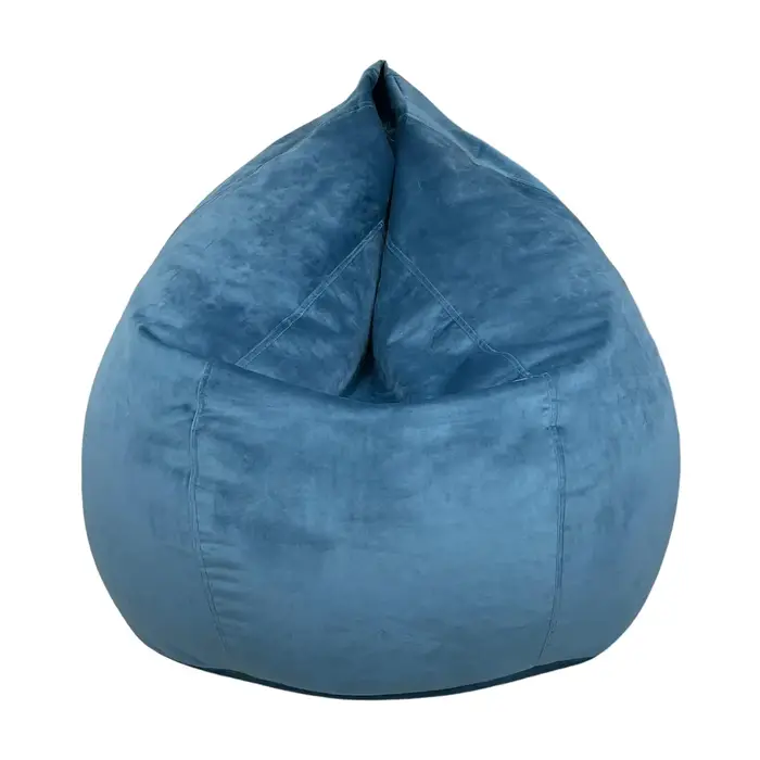 Fauteuil pouf en forme de larme ultra doux, double couture, facile à nettoyer, en velours bleu, remb