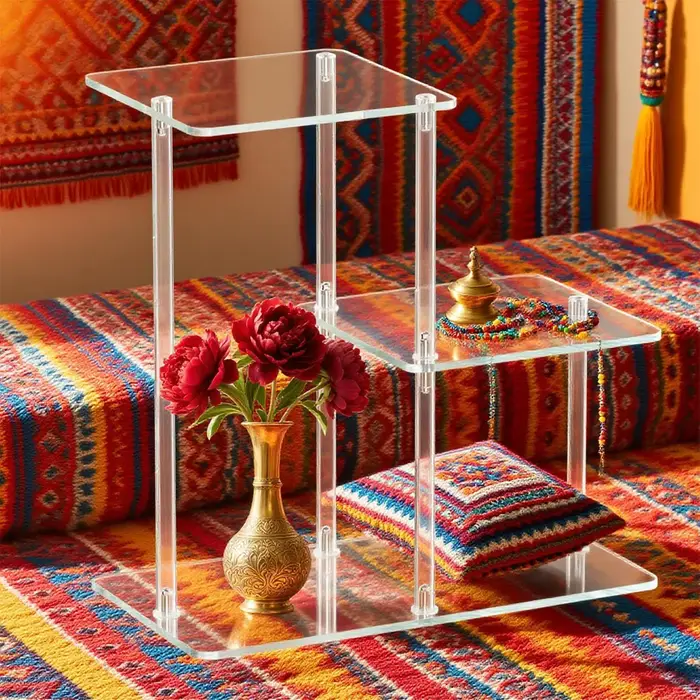 Table d'appoint en acrylique à 3 niveaux, Table d'appoint transparente, meuble Transparent pour entr