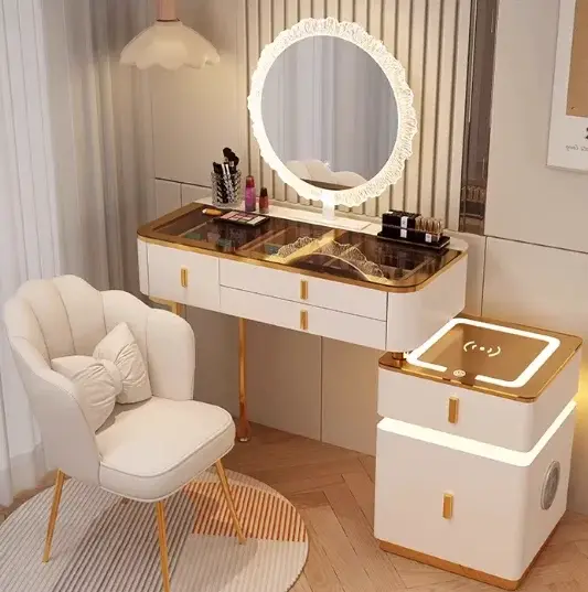 Table de maquillage minimaliste moderne pour femme, bureau de maquillage, table de chevet avec charg