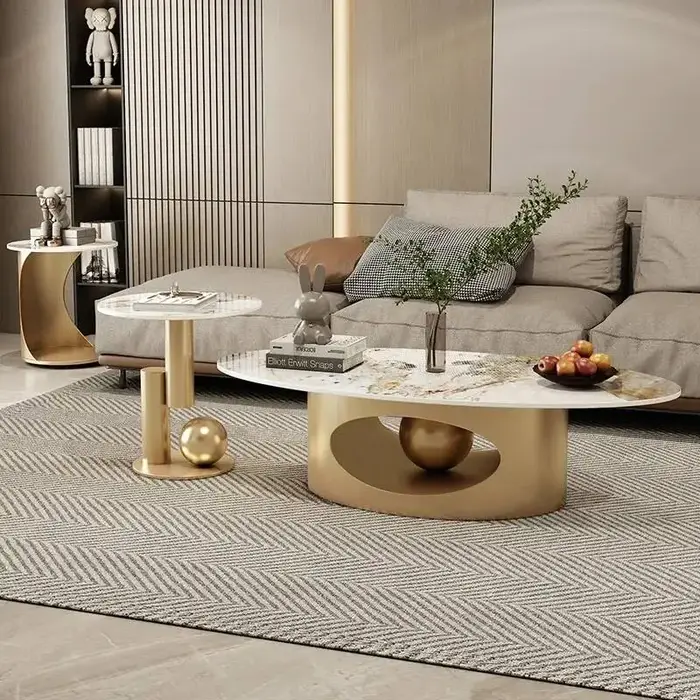 Tables basses design modernes, pieds luxueux, design moderne, métal, ovale nordique, table d'appoint