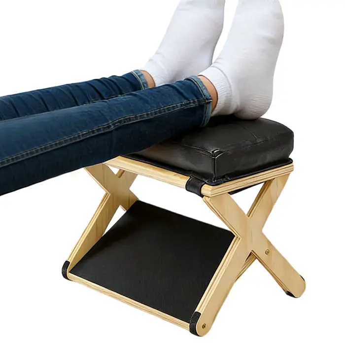 Repose-pieds en bois à double couche antidérapant ergonomique pour bureau