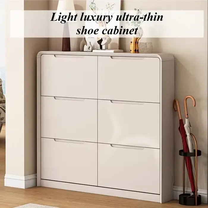 Meuble à chaussures blanc d'intérieur moderne ultra-mince pour entrée et couloir, multi-niveaux, étr