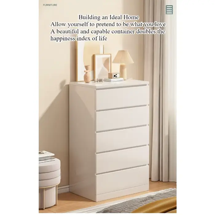 Armoire de rangement simple et moderne en blanc pour chambre à coucher
