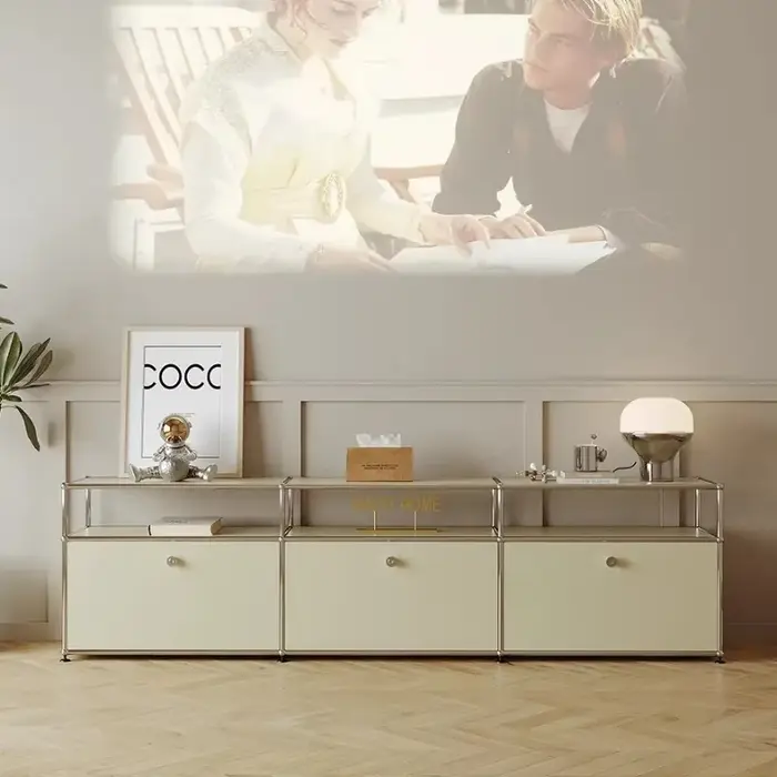 Meuble TV Rétro de Style Mid-Century avec Étagères