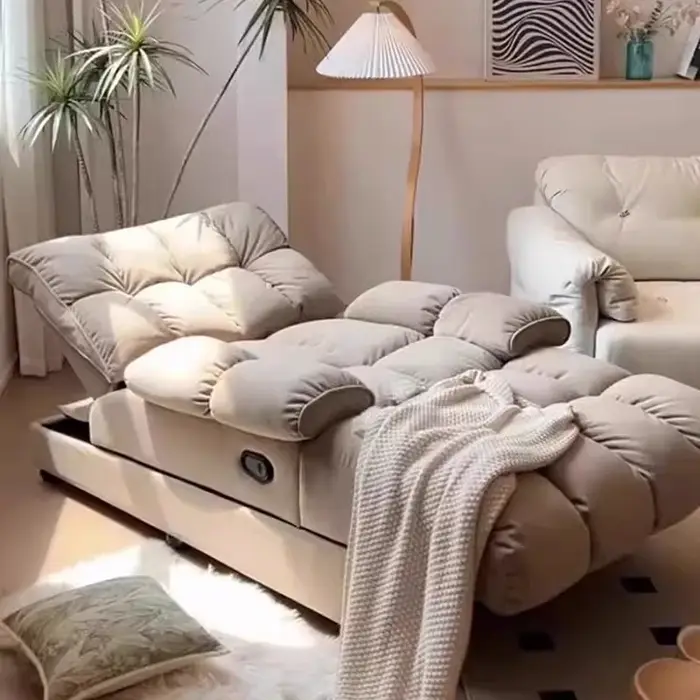 Canapé électrique en tissu gris pour salon, fauteuil inclinable relaxant avec accoudoirs, idéal pour