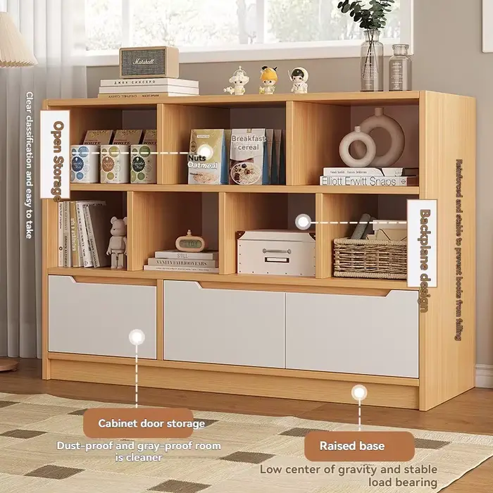 Bibliothèque du sol au plafond, support de rangement multifonctionnel pour la maison, salon, grande capacité, vitrine multicouche simple