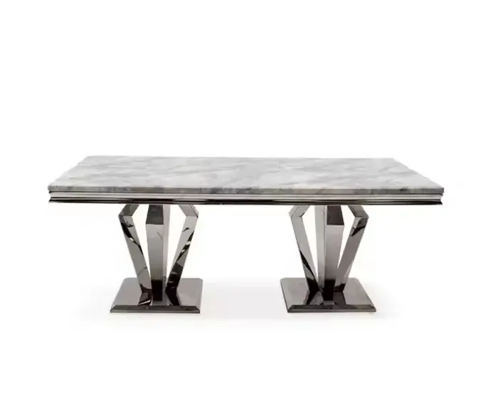 Ensemble de Table à manger 6 places de Style nordique de luxe moderne, meubles en métal avec dessus 