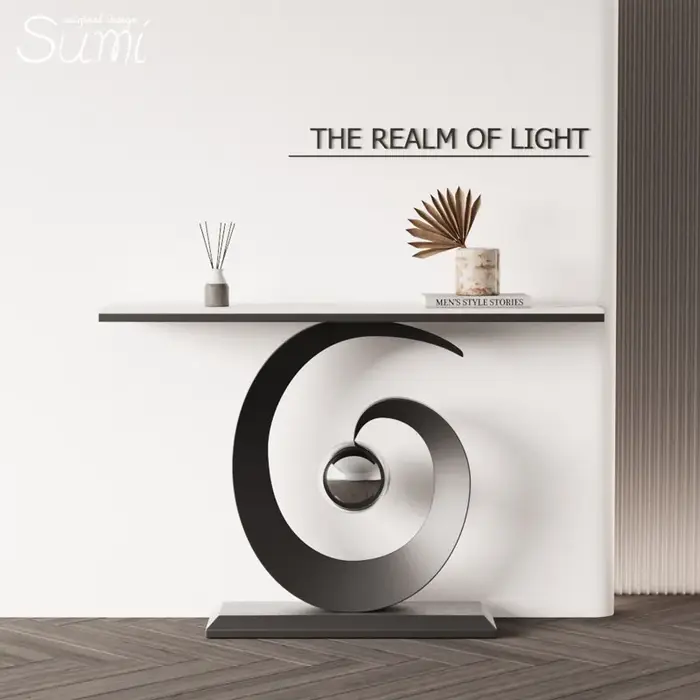 Table console simple et moderne, style nordique chic, élégante, luxueuse, tendance, décoration de ha