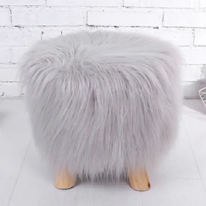 Tabouret rond en bois de pin massif E-CL avec 4 pieds, tabouret de canapé de salon personnalisable