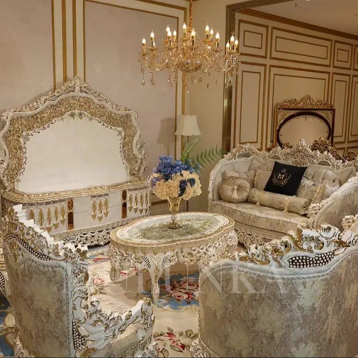 Ensemble de canapé sectionnel moderne de luxe, en bois sculpté royal de haute qualité, modulaire per
