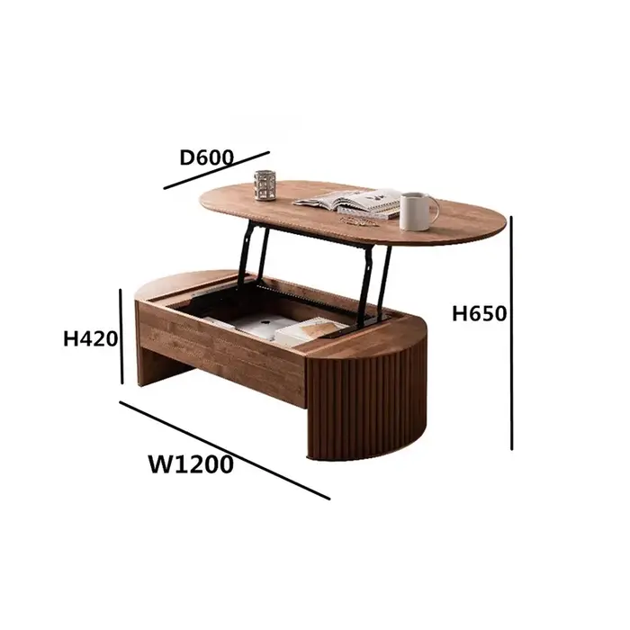 Tables basses rustiques à dessus relevable