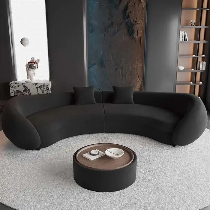 Canapé moderne en tissu incurvé, coin de forme spéciale pour hôtels, salon, tissus d'ameublement, en