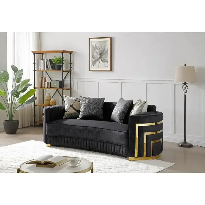 Canapé noir G00523A-S, design moderne, sièges de maison élégants et confortables, idéal pour les esp