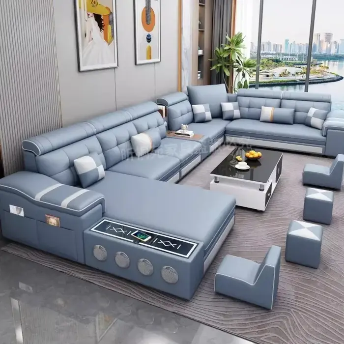 Canapé multifonctionnel relaxant rétractable inclinable en cuir pour Couple