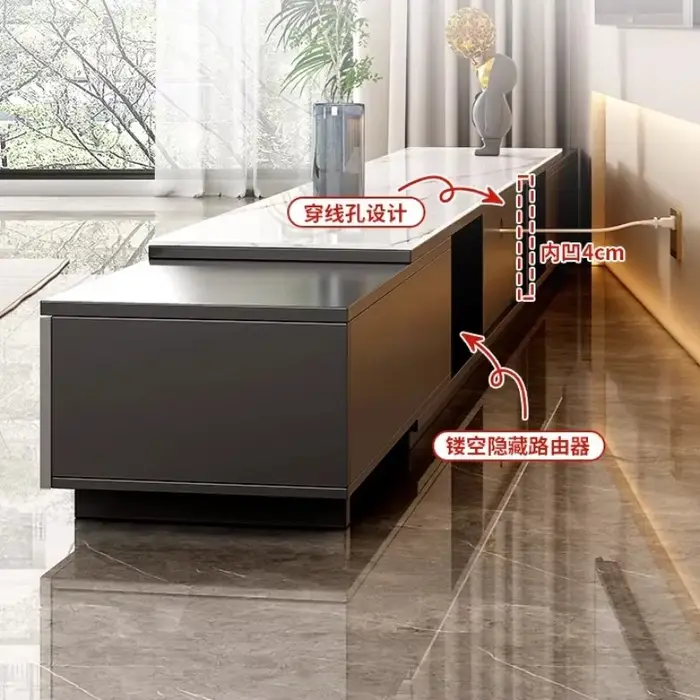 Meuble TV de Luxe Simple avec Vitrine