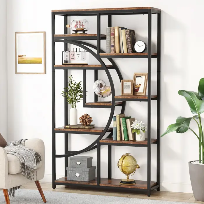 Tribesigns Bibliothèque industrielle Etagere à 5 niveaux, étagères hautes autoportantes, présentoir,