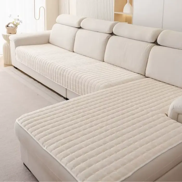 Coussin de canapé en flanelle à carreaux minimaliste