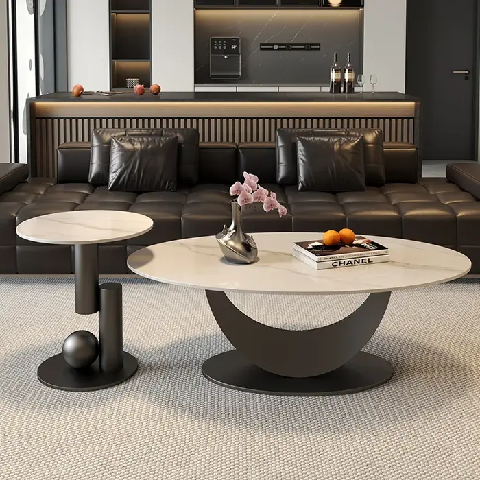 Table basse ovale blanche Design Simple luxe Premium Tables basses centre moderne Mesa De Centro De Sala accessoires De décoration