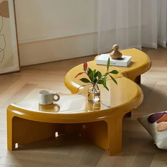 Table Basse Circulaire Moderne en Plastique, Design Créatif et Élégant, Meubles de Maison pour Salon