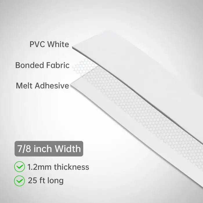 Bande de chant adhésive thermofusible en PVC blanc/noir, 7/8 pouces x 25 pieds (2,2cm x 7.62M), pour