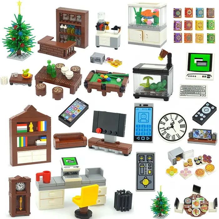 MOC – meuble créatif TV canapé brique ville