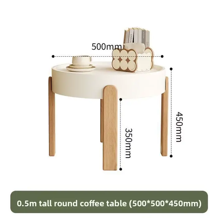Petite table basse ronde avec plateau de couleur crème