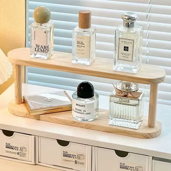 Étagère de rangement en bois à 2 niveaux