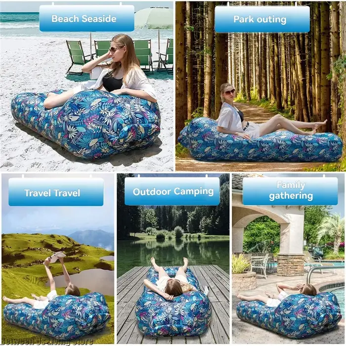Canapé-lit gonflable de luxe – Conception extra large sans rouleau pour la plage, le jardin et l'int